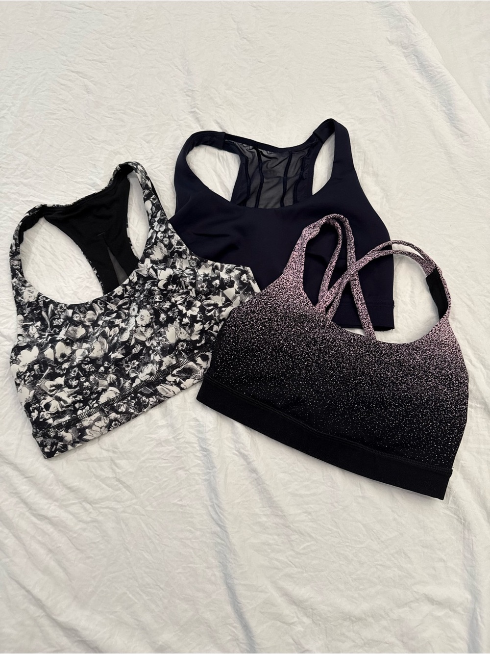 lululemon athletica blue, Gray & pink,  floral Sports Bra Trio